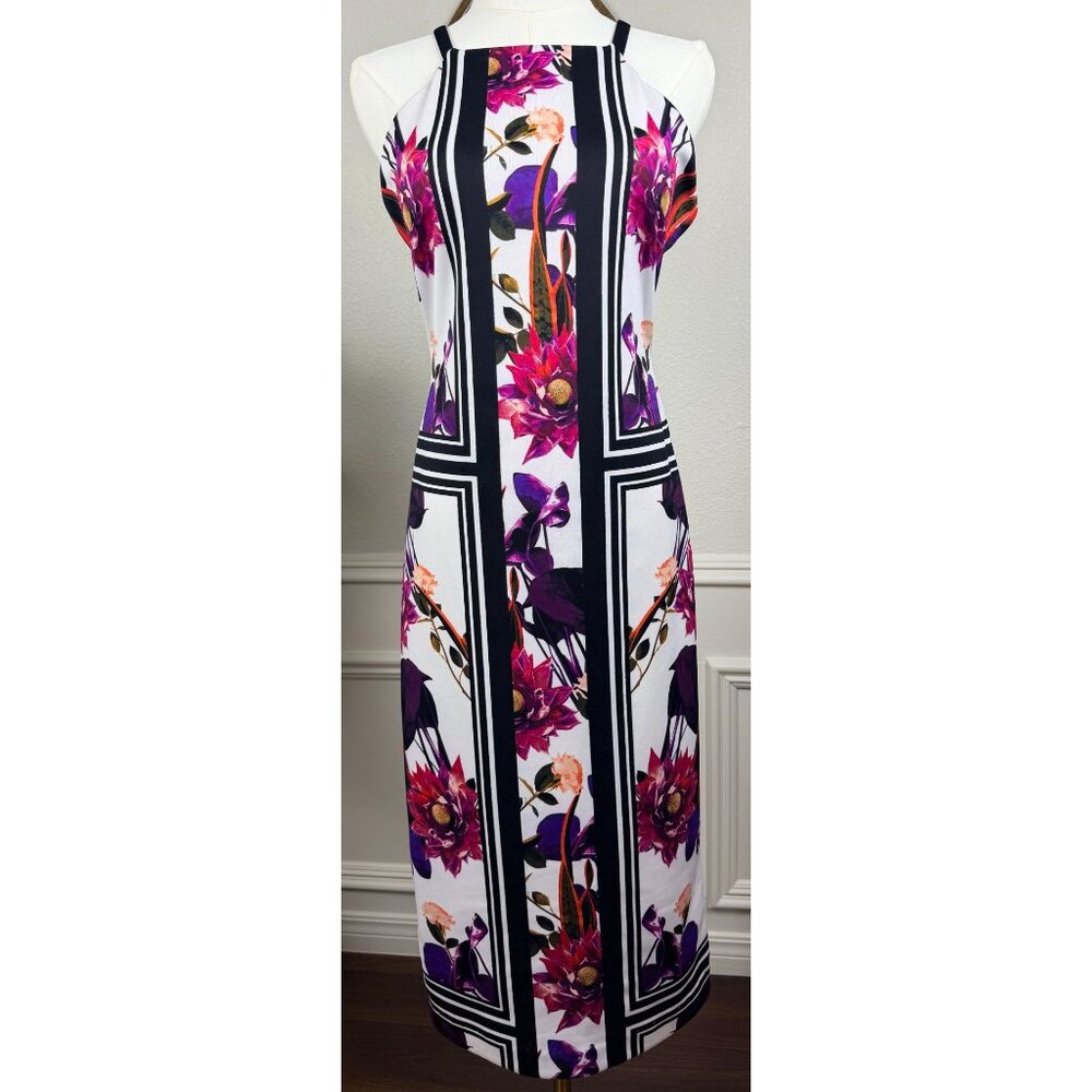 Power Femme Sultry Quiet Luxury Floral Bodycon Midi | Vince Camuto | Size 8 - Picture 4 of 12
